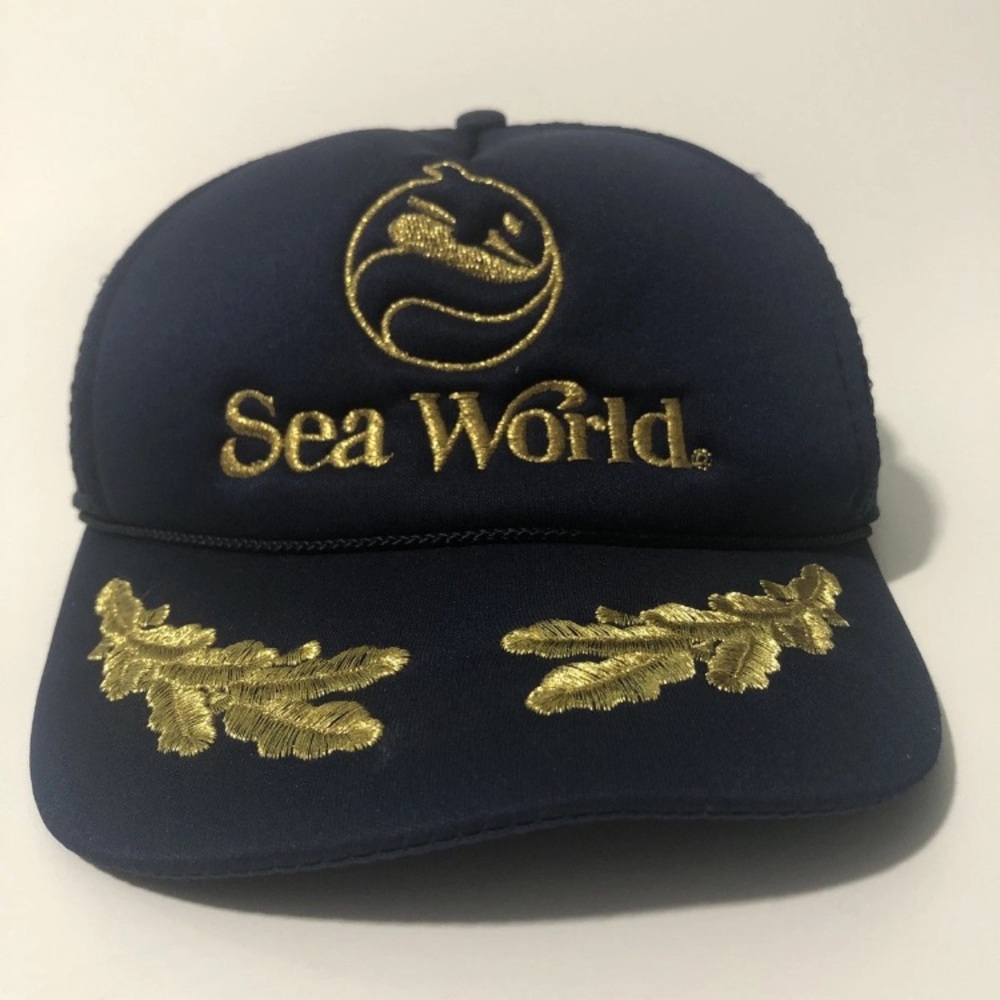 Vintage Sea World Navy Blue and Gold Cap